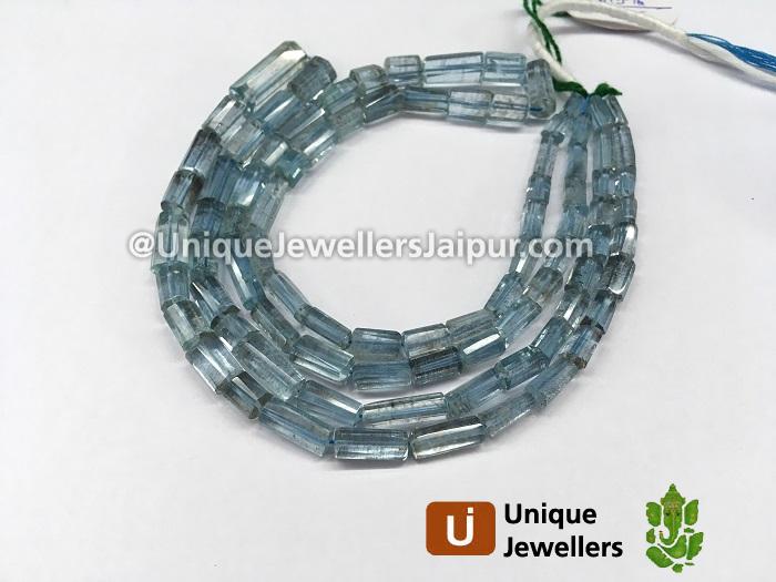 Moss Aquamarine Step Cut Cylinder Beads