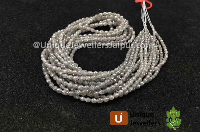 Grey Diamond Faceted Barrel Beads