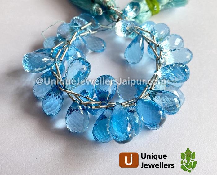 Sky Blue Topaz Faceted Drop Beads