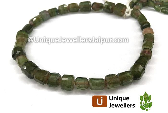 Bi Color Tourmaline Faceted Cylinder Nugget Beads