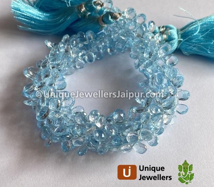 Sky Blue Topaz Briollete Pear Beads