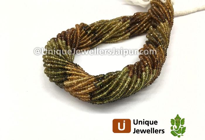 Petrol Tourmaline Faceted Roundelle Beads