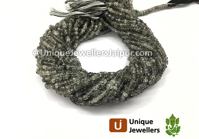 Black Rutail Faceted Roundelle Beads