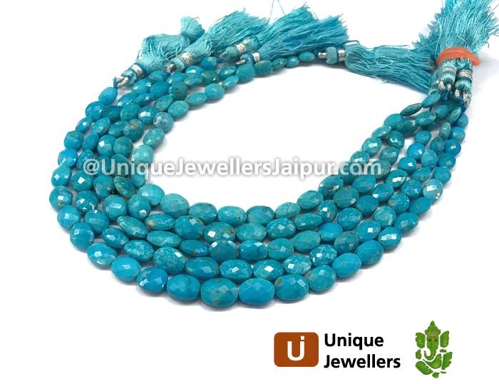 Sleeping Beauty Turquoise Faceted Oval Beads