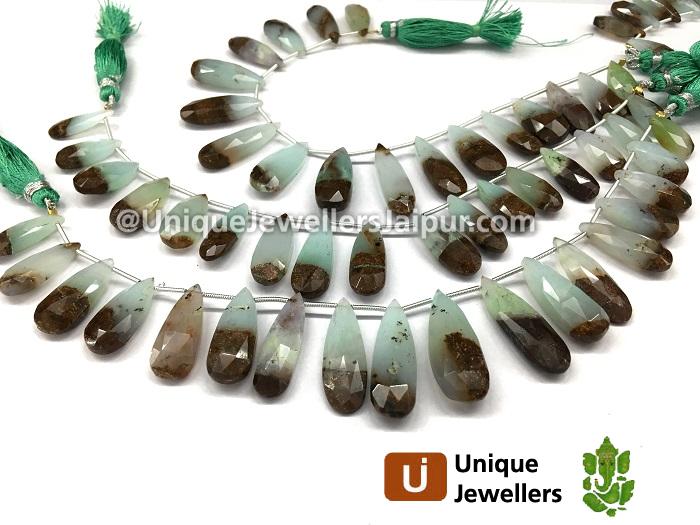 Bi Color Chrysoprase Far Faceted Pear Beads