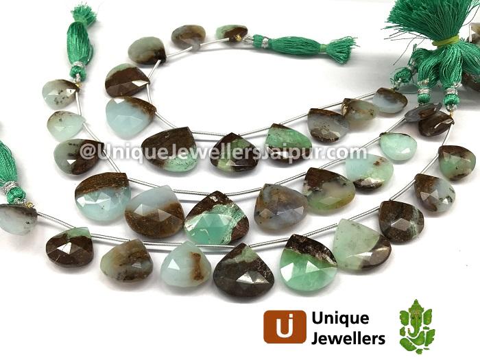 Bi Color Chrysoprase Far Faceted Heart Beads