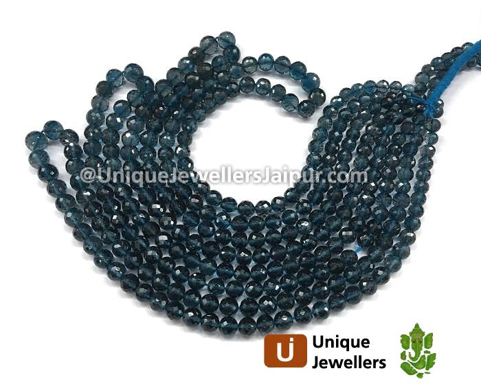 London Blue Topaz Faceted Round Beads
