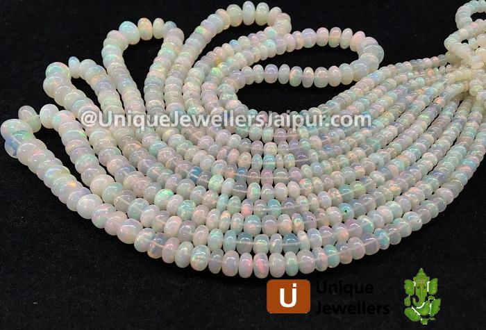 White Ethiopian Opal Smooth Roundelle Beads