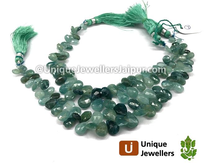 Grandidierite Shaded Faceted Pear Beads