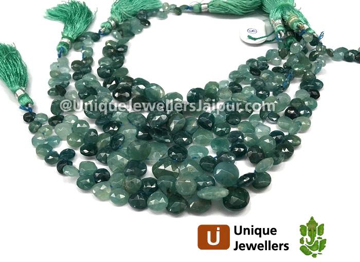 Grandidierite Shaded Faceted Heart Beads