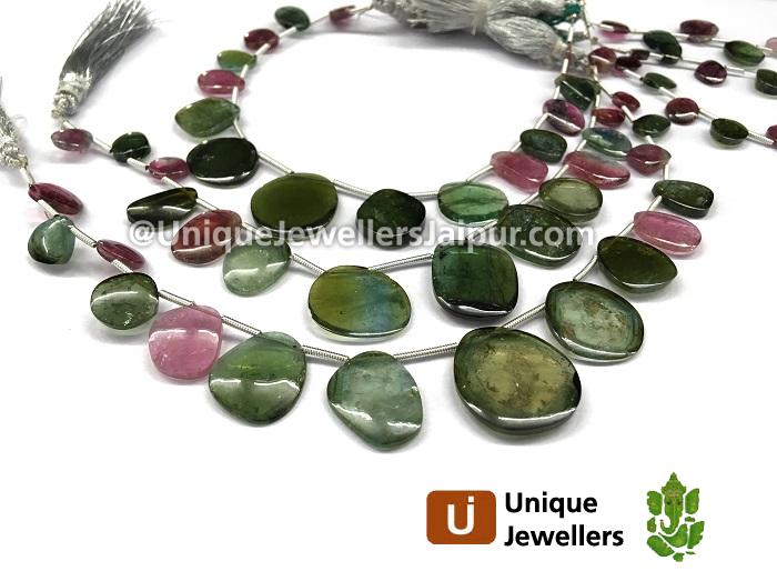 Watermelon Tourmaline Smooth Slices Beads