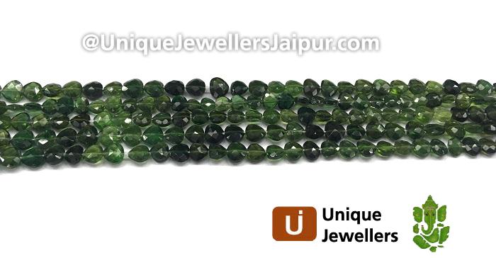 Green Tourmaline Faceted Heart Beads