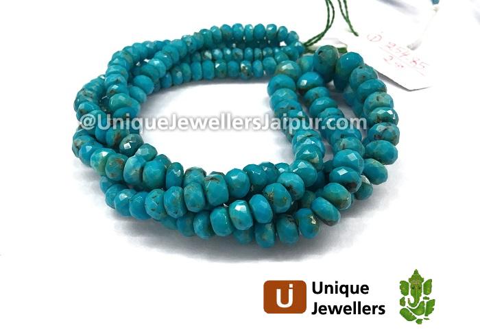 Natural Turquoise Faceted Roundelle Beads