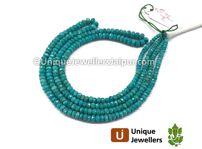 Natural Turquoise Faceted Roundelle Beads