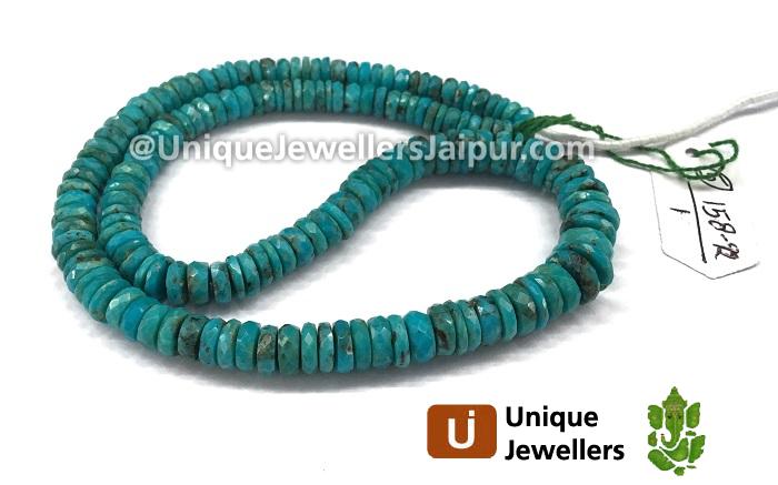 Natural Turquoise Faceted Tyre Beads