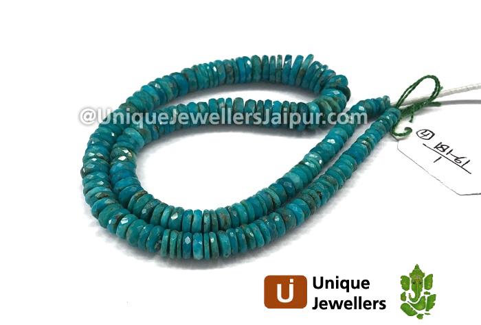 Natural Turquoise Faceted Tyre Beads