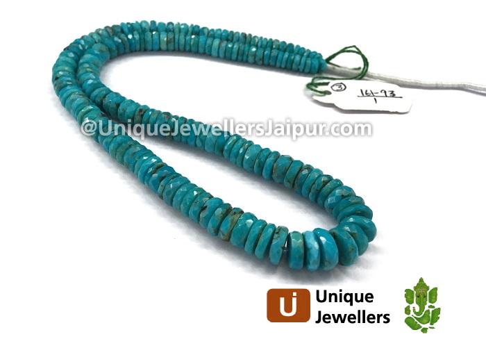 Natural Turquoise Faceted Tyre Beads