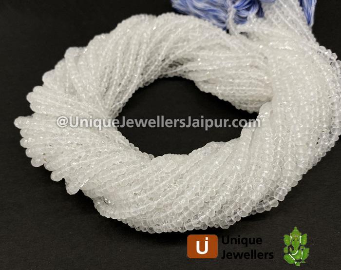 Crystal quartz Faceted Roundelle Beads