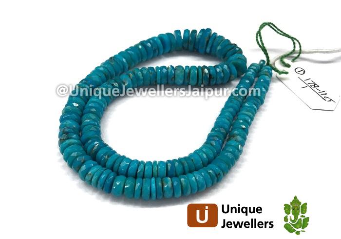 Natural Turquoise Faceted Tyre Beads