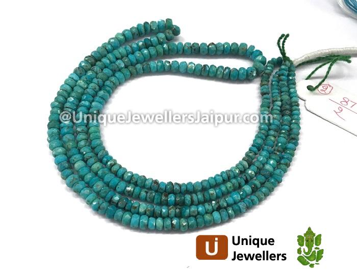 Natural Turquoise Faceted Roundelle Beads