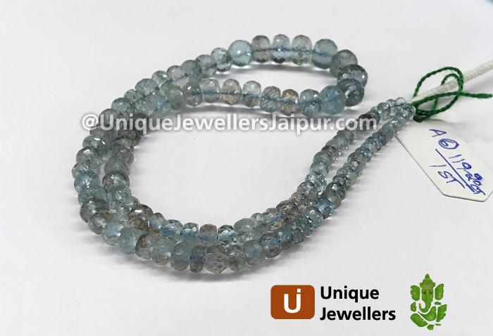 Moss Aquamarine Faceted Roundelle Beads