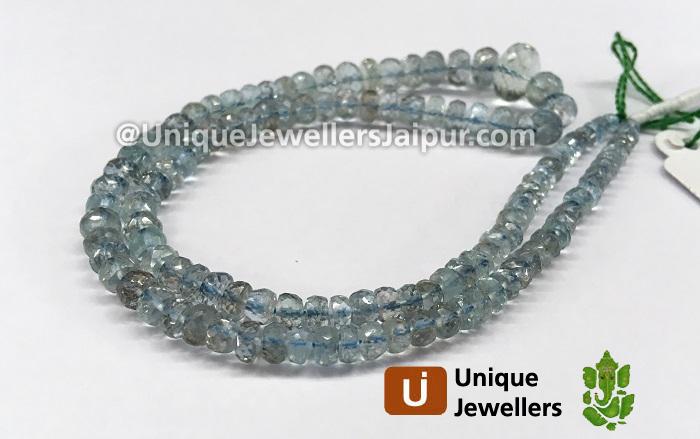 Moss Aquamarine Faceted Roundelle Beads