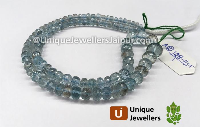 Moss Aquamarine Faceted Roundelle Beads