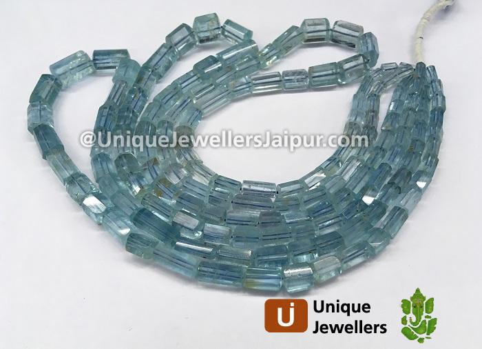 Moss Aquamarine Far Step Cut Cylinder Beads