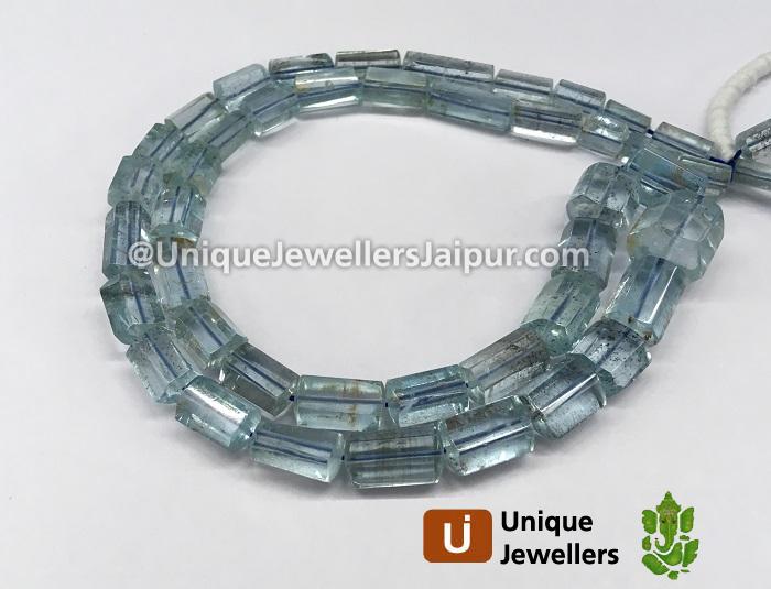 Moss Aquamarine Far Step Cut Cylinder Beads