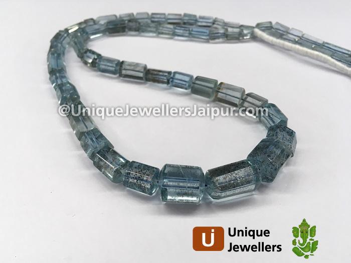 Moss Aquamarine Far Step Cut Cylinder Beads