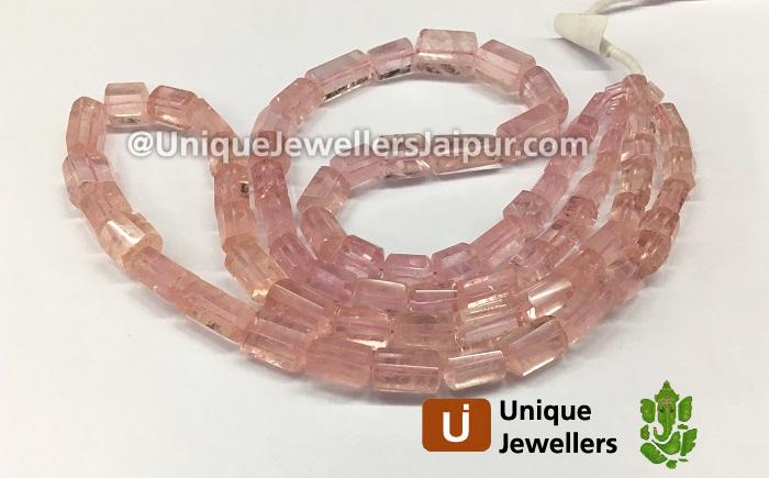 Peach Morganite Far Step Cut Cylinder Beads