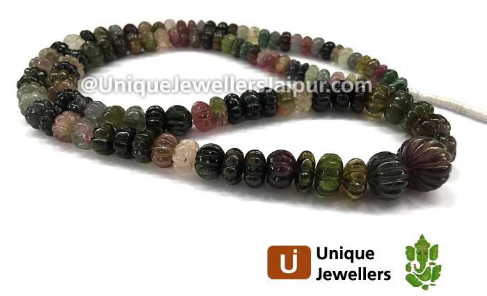 Tourmaline Carved Pumpkin Beads