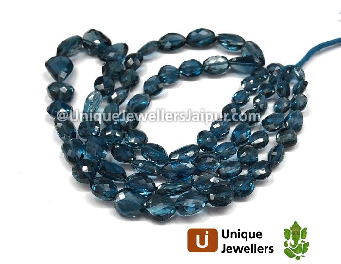 London Blue Topaz Far Faceted Nugget Beads
