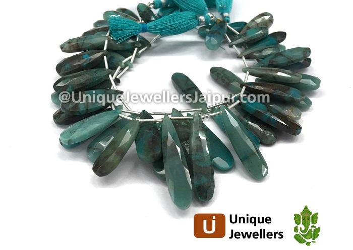 Chrysocolla Faceted Long Pear Beads