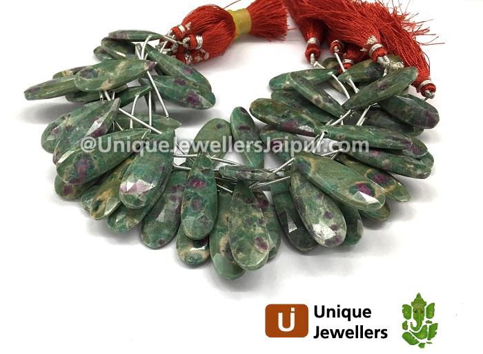 Ruby Zoisite Faceted Long Pear Beads