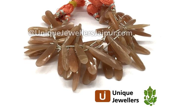 Peach Moonstone Faceted Long Pear Beads