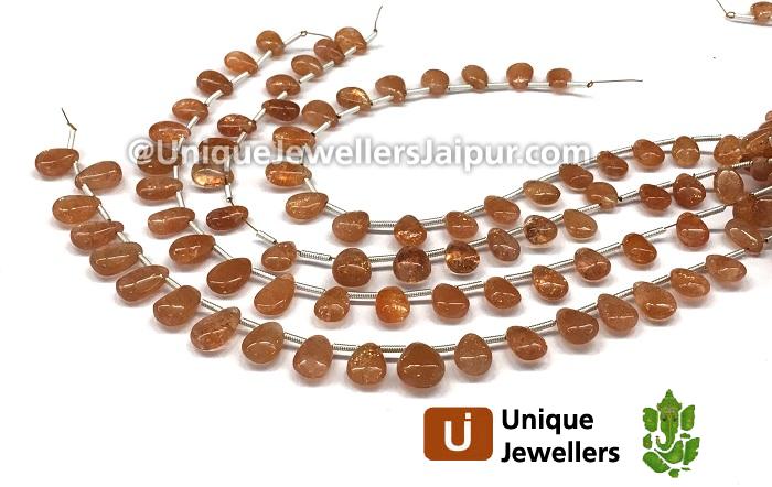 Sunstone Smooth Pear Beads