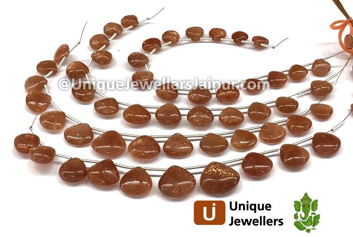 Sunstone Far Smooth Heart Beads