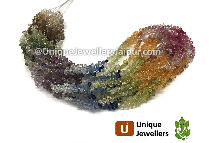 Multi Sapphire Faceted Drop Beads