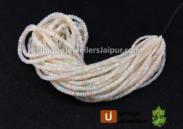 White Ethiopian Opal Faceted Roundelle Beads