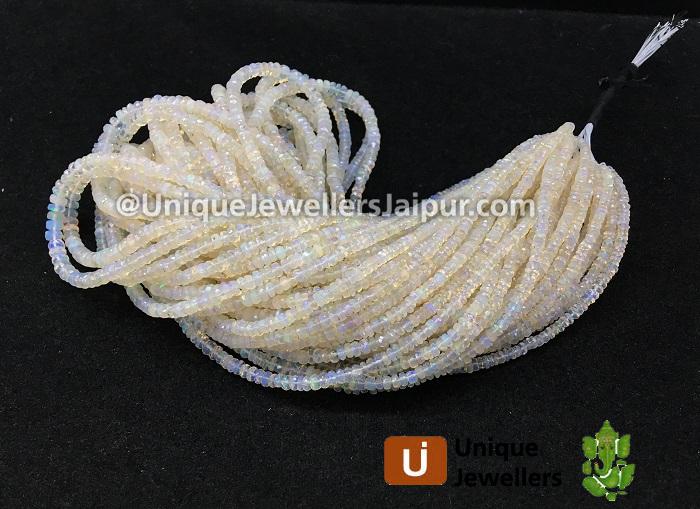 White Ethiopian Opal Faceted Roundelle Beads