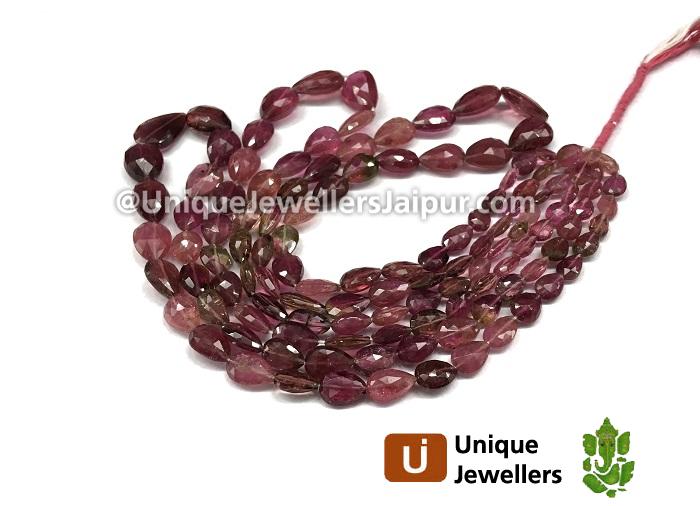 Pink Tourmaline Shaded Faceted Pear Beads