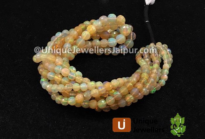 Orange Ethiopian Opal Faceted Round Beads