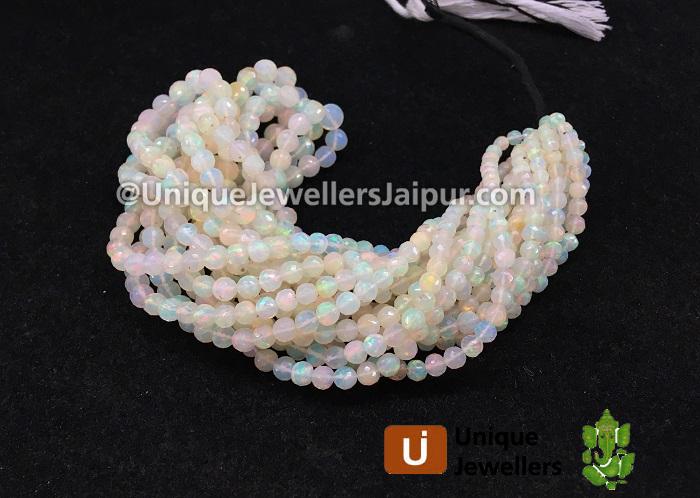 White Ethiopian Opal Faceted Round Beads