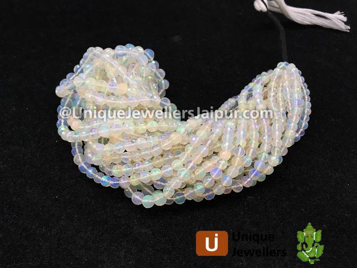 White Ethiopian Opal Faceted Round Beads