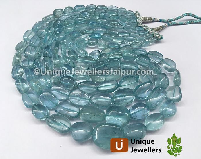 Moss Aquamarine Far Smooth Nugget Beads