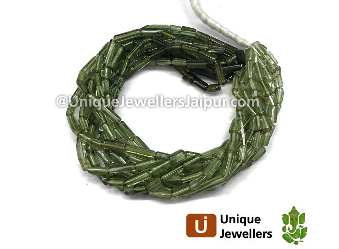 Green Tourmaline Shaded Smooth Tube Beads