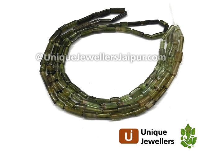 Chrome Green Tourmaline Shaded Smooth Tube Beads