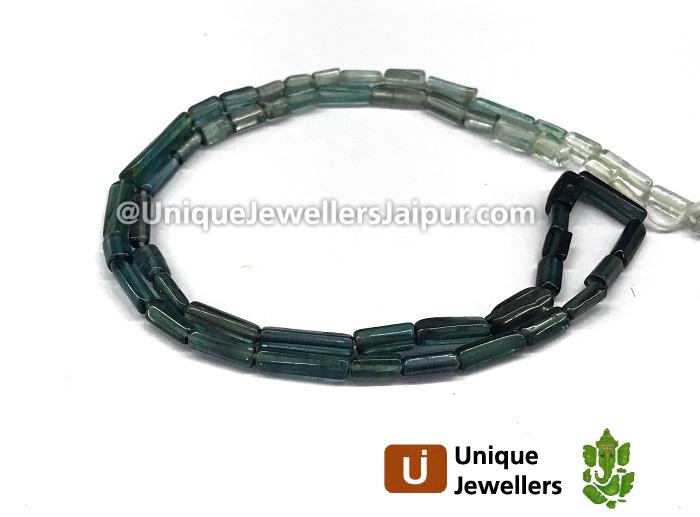 Blue Tourmaline Shaded Smooth Tube Beads