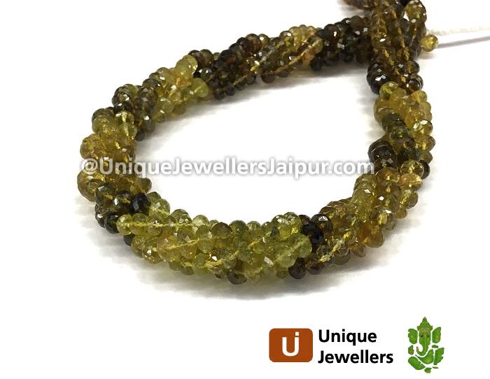 Lemon Tourmaline Shaded Far Faceted Roundelle Beads